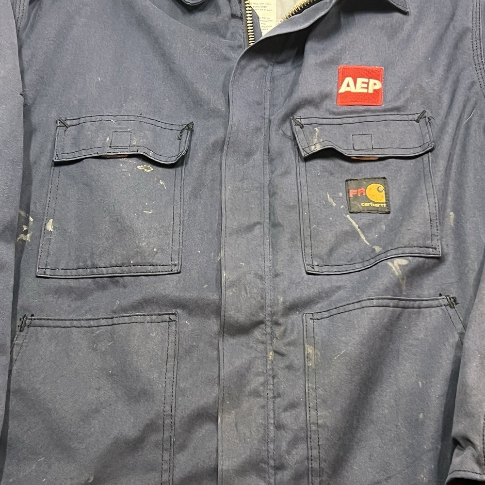 Carhartt FR Flame Resistant Men's 2XL Canvas Blue Work Coat Jacket Quilted Lined - Picture 11 of 16